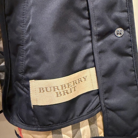 Burberry Brit Navy Quilted Jacket with Plaid Lining - Picture 3 of 5